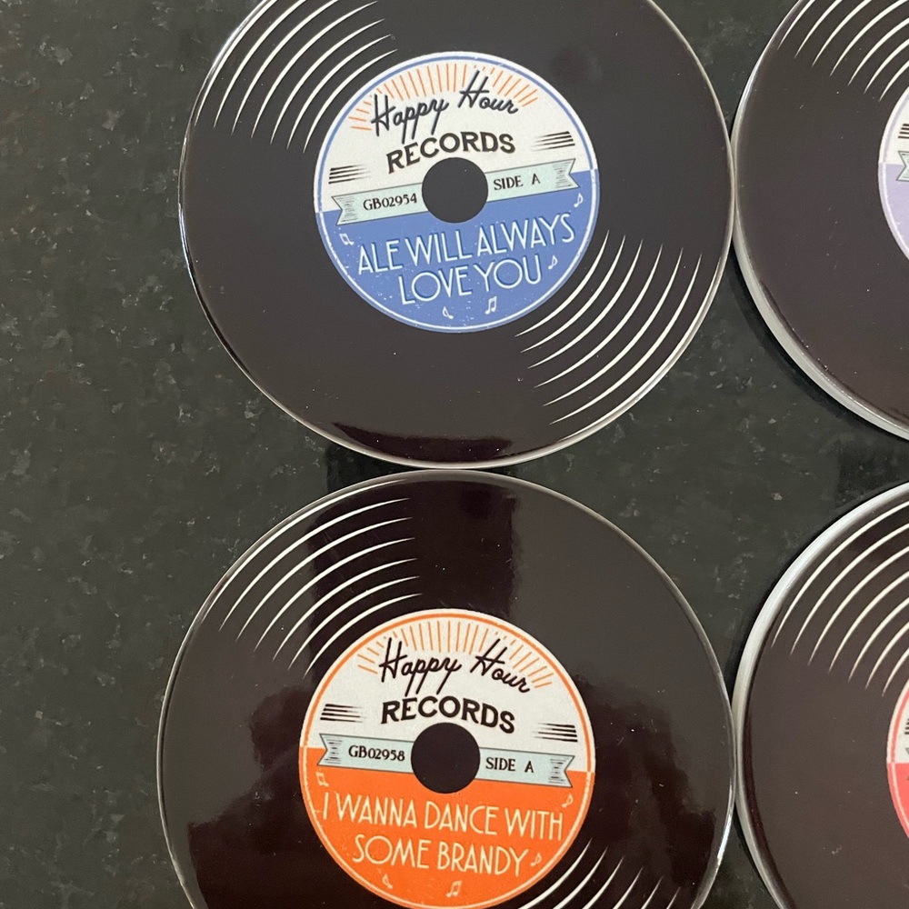Set of 6 Vinyl Record Coasters